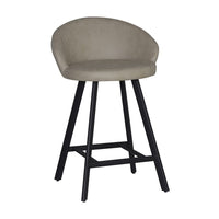 Sgabello Saki con seduta imbottita in nabuk tortora e gambe nere – Comfort compatto per ambienti moderni