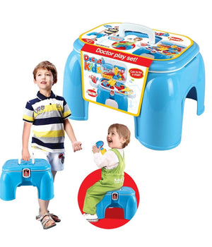 Sgabello Valigetta Dottore Per Bambini Sediolina Portatile Con Accessori Medico         