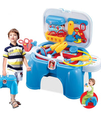 Sgabello Valigetta Dottore Per Bambini Sediolina Portatile Con Accessori Medico         