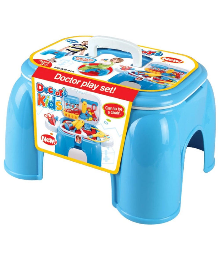 Sgabello Valigetta Dottore Per Bambini Sediolina Portatile Con Accessori Medico         