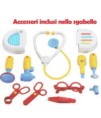 Sgabello Valigetta Dottore Per Bambini Sediolina Portatile Con Accessori Medico         