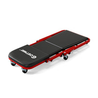 Sgabello automobilistico pieghevole e 6 rotelle universali, Sgabello per meccanico convertibile per officina Nero e rosso-Utensili