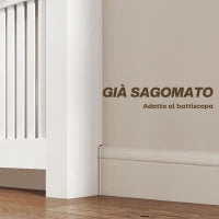 Copritermosifone a Doghe Antiribaltamento con Cassetto, in Legno, 78x19x97 cm, Bianco