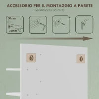 Specchiera Bagno Moderna da Parete a 4 Ripiani in Legno, 45x15x58.5cm, Bianco