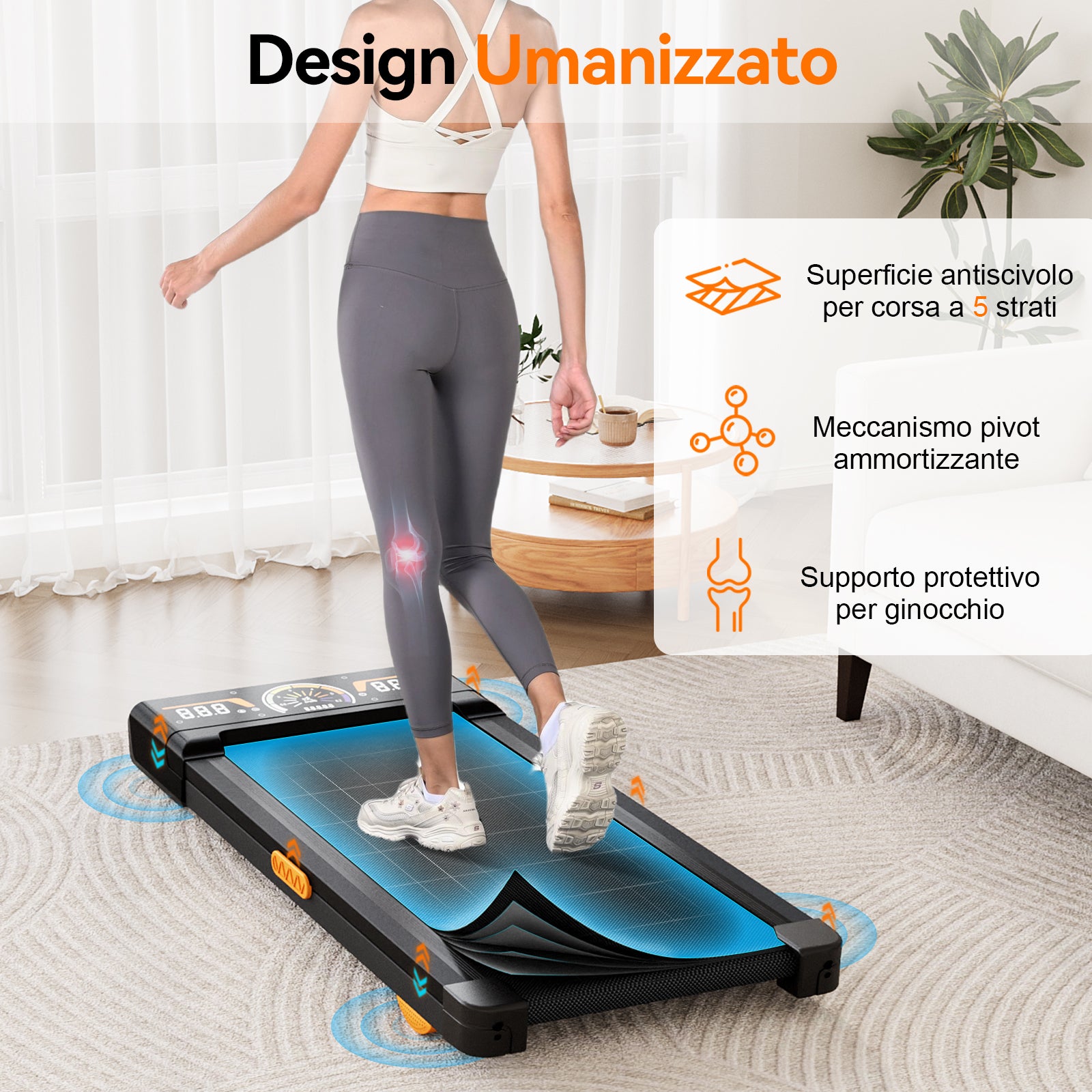 Tapis Roulant Pieghevole 10 km/h, Inclinazione Automatica 9%, Motore 3.0 CV Silenzioso con Bluetooth - RATTANTREE
