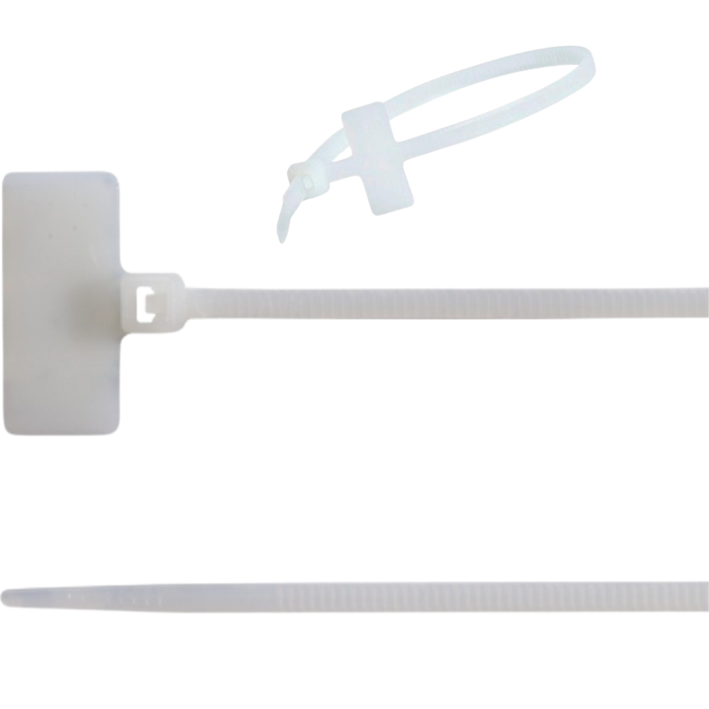 Elematic fascette con targhetta esterna per cablaggio confezione da 100 pezzi *** dimensioni 2,5 x 210 millimetri, co...