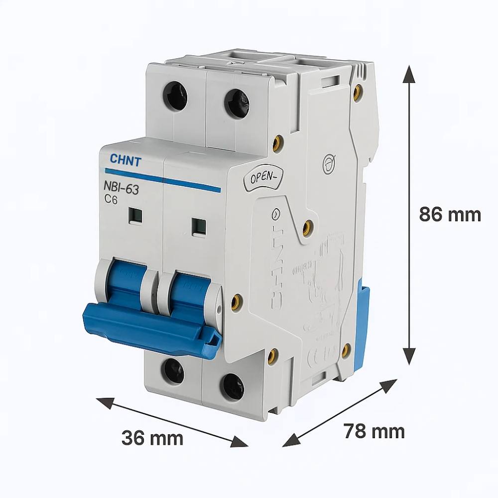 Chint nb1-63 interruttore magnetotermico 2 poli modulabile per impianti civili *** ampere 6 ampere, confezione 1