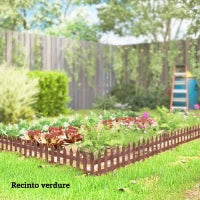 Staccionata in Legno di Pino da 12 Pezzi per Aiuole, Giardino e Orto, Altezza 34cm