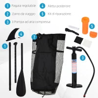 Tavola SUP Gonfiabile Stand Up Paddle con Pagaia Regolabile, Tavola da Surf con Accessori Inclusi, Blu 305x76x10cm