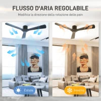 Ventilatore da Soffitto Reversibile a 3 Pale con 6 Velocità, Timer fino 8 Ore e Telecomando, Nero