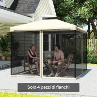 Zanzariera per Gazebo Tende di Ricambio Universale con Cerniere, 302x207cm - Nero e Beige