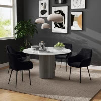 Set 2 Sedie per Sala da Pranzo Moderne con Braccioli, Seduta Imbottita e Gambe in Acciaio, 54x57x80cm, Nero