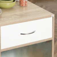 Carrello da Cucina Portavivande con Cassetto, Ripiani e Armadietto in Legno, Acciaio e Vetro, 65x39x80cm