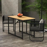 Set da Giardino 3 Pezzi in Rattan con 2 Sedie 50x51.5x67 cm e Tavolo 110x60x75 cm in Legno Composito