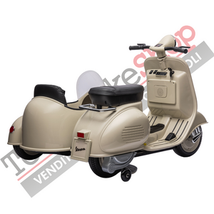 Moto Elettrica Per Bambini Vespa Sidecar Big  12V-Avorio