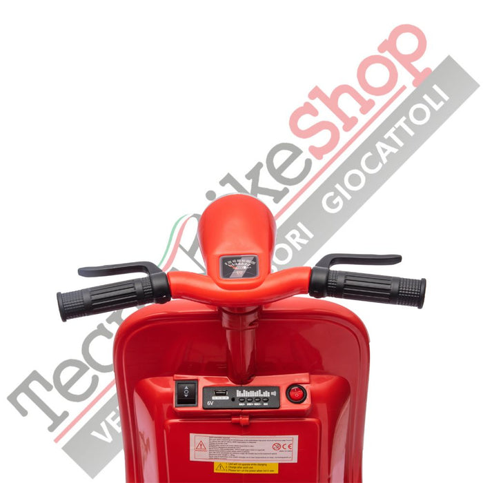 Moto Elettrica Per Bambini Vespa Sidecar Small 6V-Rosso
