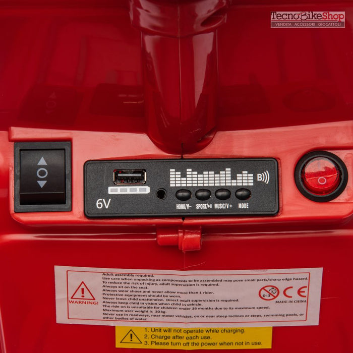Moto Elettrica Per Bambini Vespa Sidecar Small 6V-Rosso