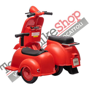 Moto Elettrica Per Bambini Vespa Sidecar Small 6V-Rosso