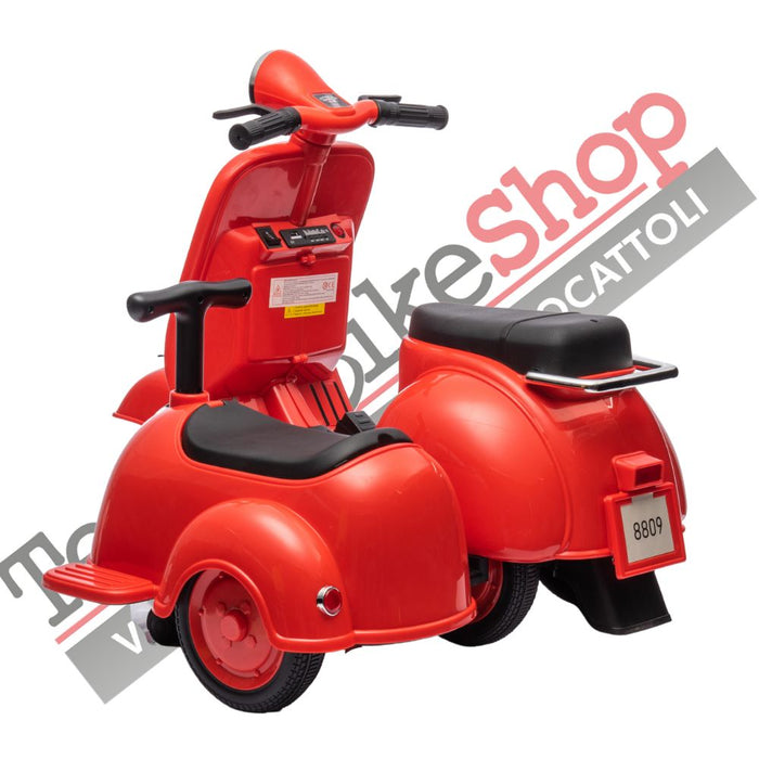 Moto Elettrica Per Bambini Vespa Sidecar Small 6V-Rosso