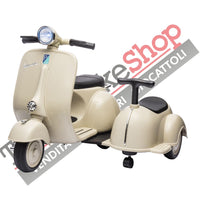 Moto Elettrica Per Bambini Vespa Sidecar Small 6V-Avorio