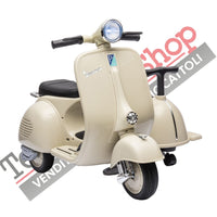 Moto Elettrica Per Bambini Vespa Sidecar Small 6V-Avorio