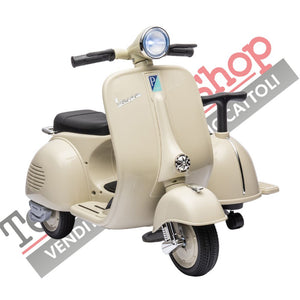 Moto Elettrica Per Bambini Vespa Sidecar Small 6V-Avorio