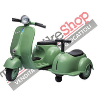 Moto Elettrica Per Bambini Vespa Sidecar Small 6V-Verde
