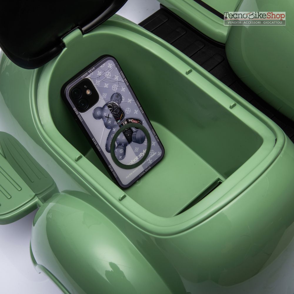 Moto Elettrica Per Bambini Vespa Sidecar Small 6V-Verde