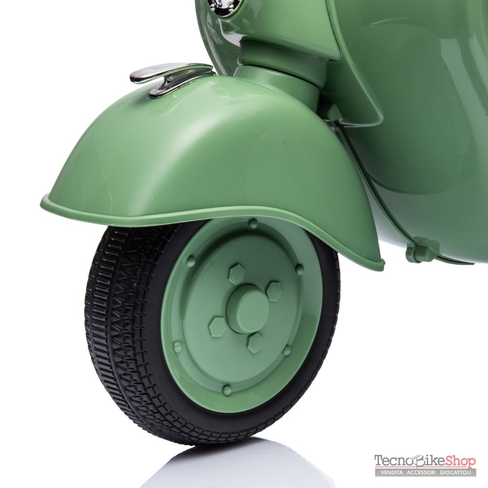 Moto Elettrica Per Bambini Vespa Sidecar Small 6V-Verde