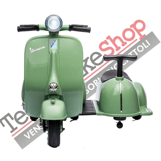 Moto Elettrica Per Bambini Vespa Sidecar Small 6V-Verde