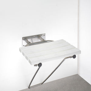 HELP Sedile doccia pieghevole con gamba di sicurezza in acciaio spazzolato