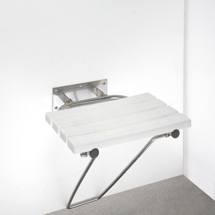 HELP Sedile doccia pieghevole con gamba di sicurezza in acciaio spazzolato