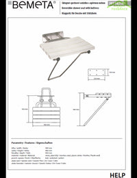 Sedile doccia ribaltabile con gamba di sicurezza in acciaio inox