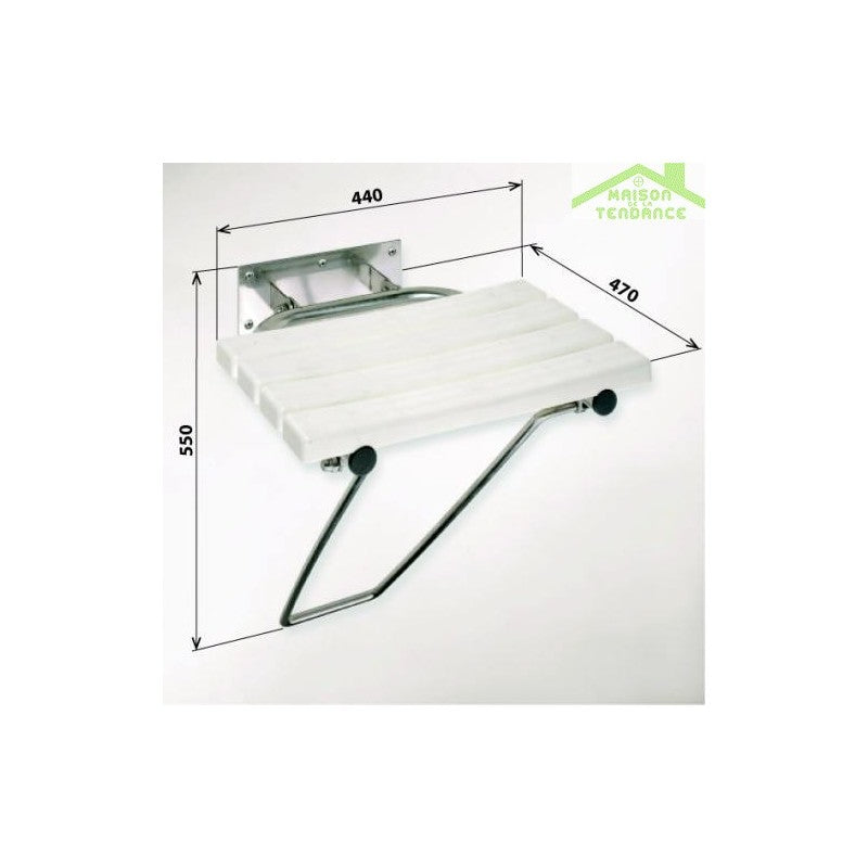 Sedile doccia ribaltabile con gamba di sicurezza in acciaio inox