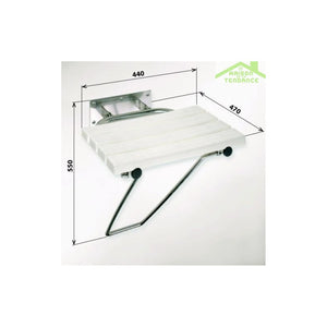 Sedile doccia ribaltabile con gamba di sicurezza in acciaio inox