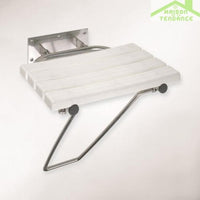 Sedile doccia ribaltabile con gamba di sicurezza in acciaio inox