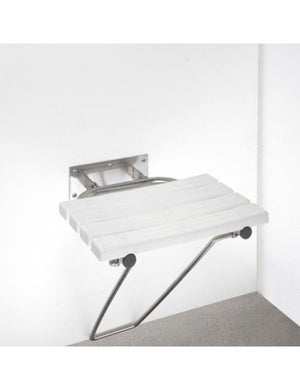 HELP Sedile doccia pieghevole con gamba di sicurezza in acciaio spazzolato