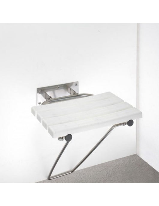 HELP Sedile doccia pieghevole con gamba di sicurezza in acciaio spazzolato