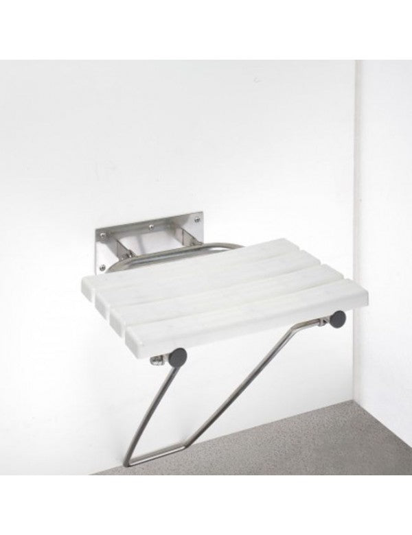 HELP Sedile doccia pieghevole con gamba di sicurezza in acciaio spazzolato