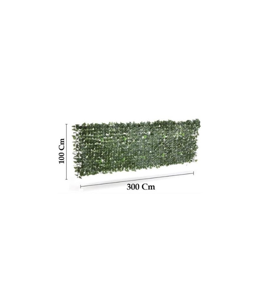 Siepe Artificiale Sintetica 1x3 Metri Rotolo Rete Foglie Edera Verde Per Balcone         