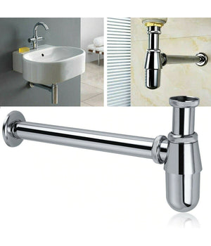 Sifone A Bottiglia Per Lavandino Lavabo Scarico 1" 1/4 Cromato Con Rosone 69373         