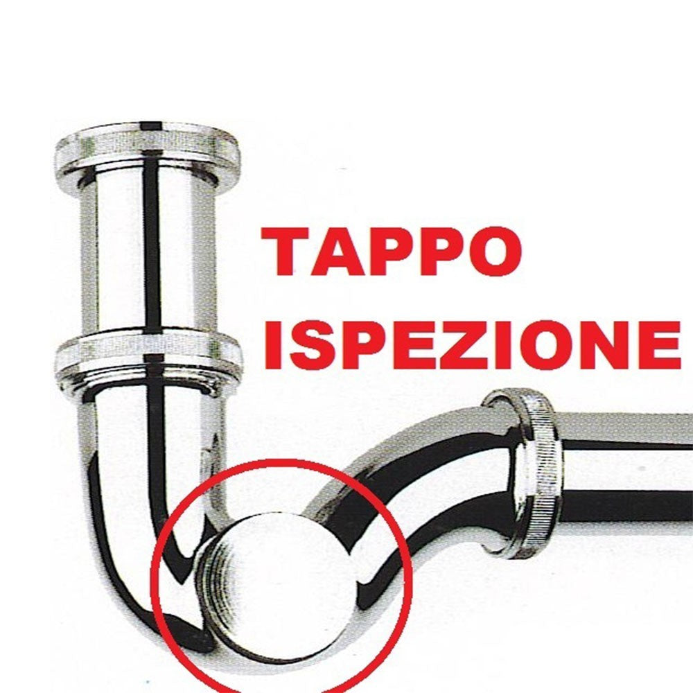 Sifone bidet a S in ottone cromato con attacco universale