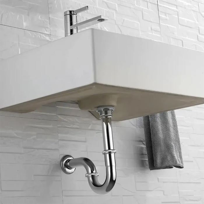 Sifone di scarico per lavabo ad S universale in abs cromato