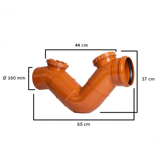 Sifone firenze orizzontale fognatura (2 Tappi) : Diametro - 160
