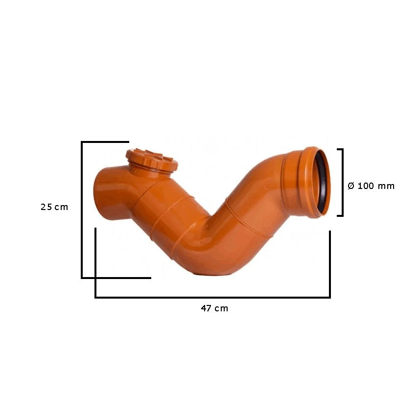 Sifone firenze orizzontale fognatura in pvc (1 Tappo) : Diametro - 100