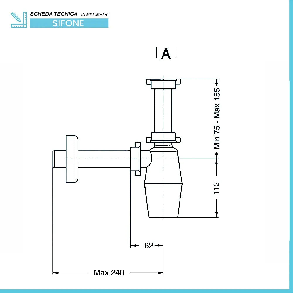 Sifone lavabo a bottiglia raccordo 1 1/4