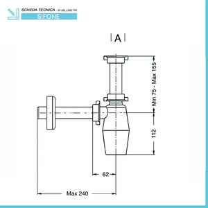 Sifone lavabo a bottiglia raccordo 1 1/4