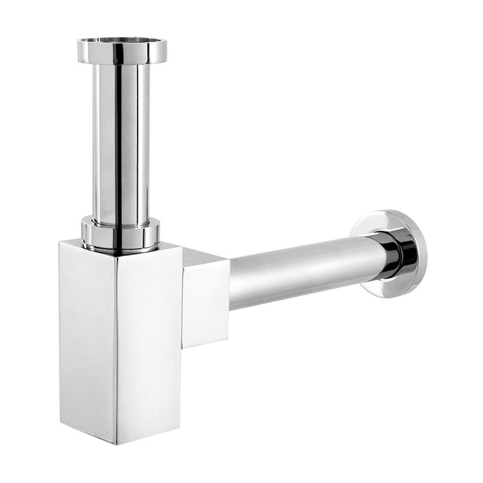 Sifone lavabo a canna quadrata cromato completo di piletta click clack universale
