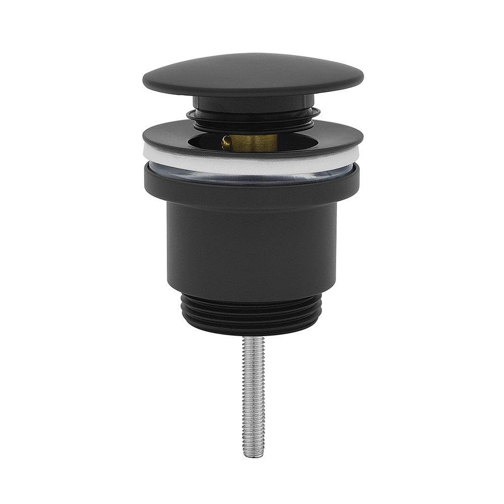 Sifone lavabo a canna quadrata nero opaco completo di piletta click clack