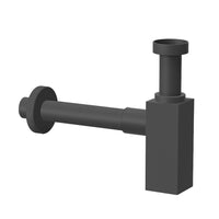 Sifone lavabo a canna quadrata nero opaco completo di piletta click clack